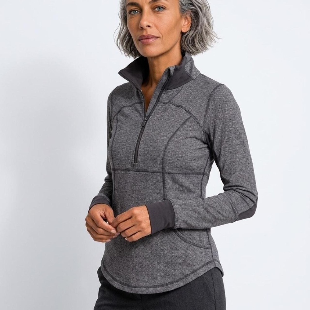 Lululemon Grey base runner herringbone quarter zip